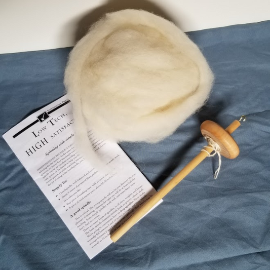 wood top whorl drop soindle kit with fiber and instructions