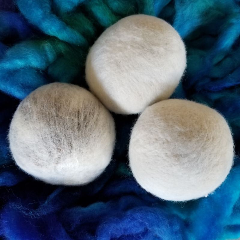 100% wool felted dryer balls made in USA from local wool