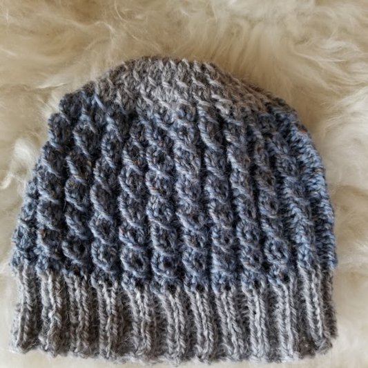 knitting knitted hat kit wool mock cable pattern