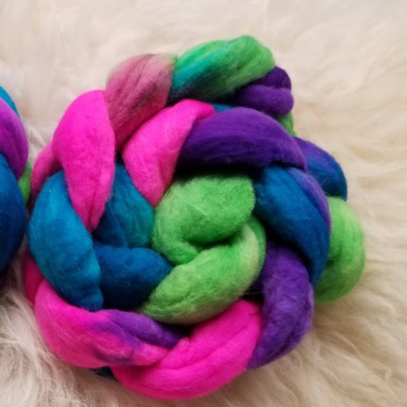 unicorn wool roving pink blue purple green