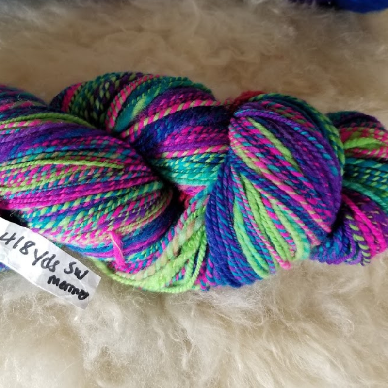 unicorn fractal spun yarn skein